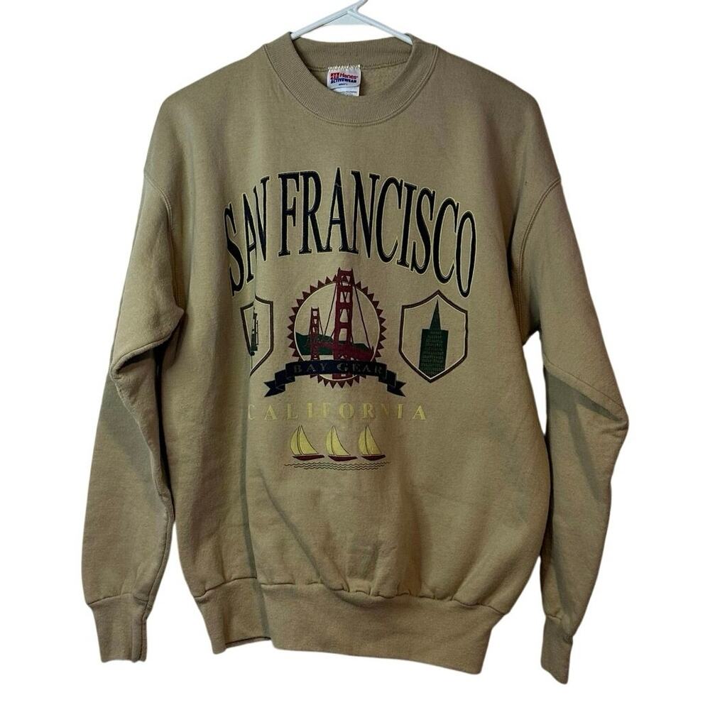 San Fransisco Vintage Hanes Activewear Crewneck Sweatshirt Size L USA Made